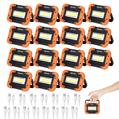 KunHe 15 Pack Rechargeable LED Work Light 500LM Portable Light with Magnetic Base 2 Light Modes 1800mAh Battery IPX4 Flood Light for Car Repair Job Site - style: 15 PACK Rechargeable Version