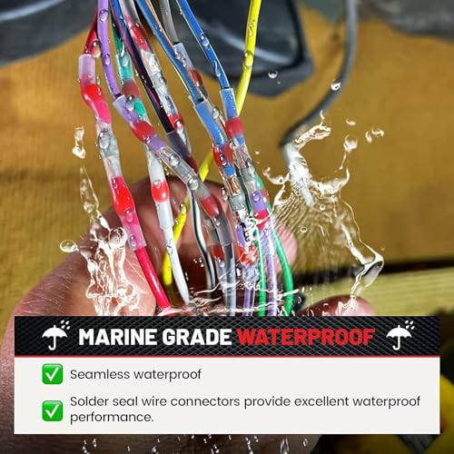 RED WOLF 200 PCS Solder Seal Wire Connector Kit 26-10 Gauge AWG, Self Soldering Wire Heat Shrink Butt Splice Waterproof Insulated Electrical Joint Wire Terminals for Marine Automotive Boat Truck