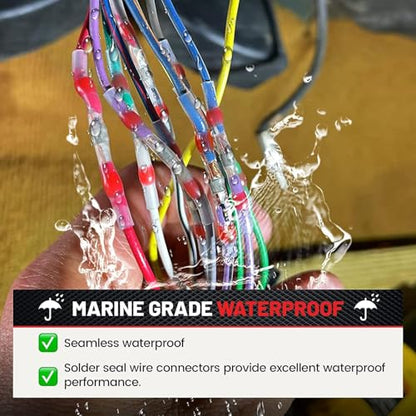 RED WOLF 200 PCS Solder Seal Wire Connector Kit 26-10 Gauge AWG, Self Soldering Wire Heat Shrink Butt Splice Waterproof Insulated Electrical Joint Wire Terminals for Marine Automotive Boat Truck
