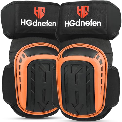 Knee Pads for Work,Knee Pads for Men Construction - Industrial Construction Grade, Knee Pad with Soft Gel Cushion,Non-Slip,Adjustable Straps for Construction, Work, Flooring, Gardening, Cleaning, Tiling - color: Orange