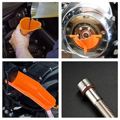 Oil Change Funnel Kit for Harley Sportster Dyna Softail Touring | Reusable ABS funnels with Viton O-rings, drip-free design, for Harley models and supports cars, trucks, ATVs and UTVs