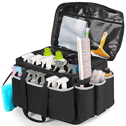 HODRANT Extra-Large Cleaning Caddy with EVA Hard Bottom with Shoulder Strap | High Capacity Cleaning Supplies Organizer for Housekeeping & Home Work, Cleaner Tools Tote Bag, Patent Design