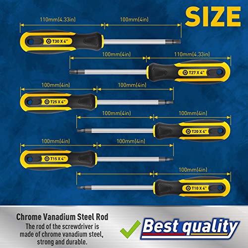 Amartisan 6-Piece Magnetic Torx Screwdrivers Set, Security Tamper Proof , Magnetic Torx Driver Star Screwdrivers Set T10 - T30 Best Choice - style: Torx Screwdrivers