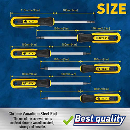 Amartisan 6-Piece Magnetic Torx Screwdrivers Set, Security Tamper Proof , Magnetic Torx Driver Star Screwdrivers Set T10 - T30 Best Choice - style: Torx Screwdrivers