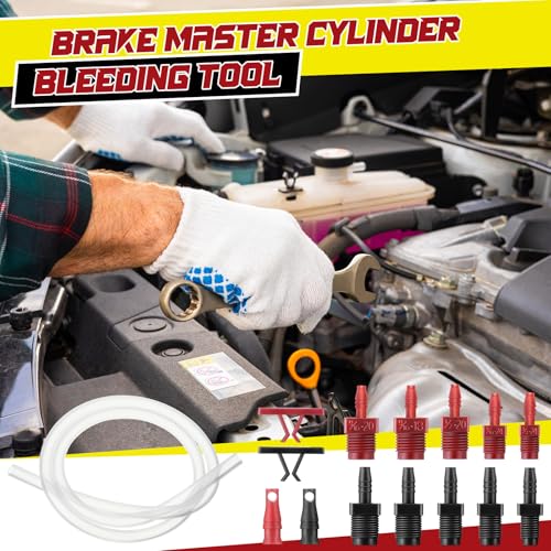 Enhon Master Cylinder Bleeder Kit Complete Brake Bleeder Kit with 22 in Clear Hose, Clip, PTFE Tape, SAE and Metric Fittings Universal Fit (20 Pcs)