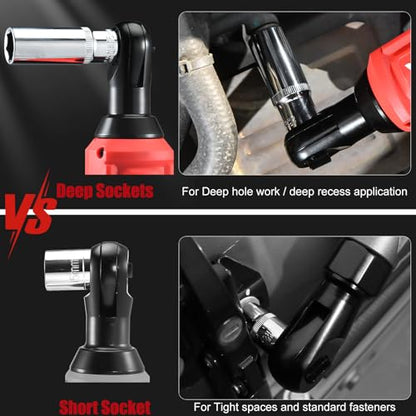 AOBEN 20V 3/8" Cordless Ratchet Wrench Kit, 60 Ft-lbs Brushless Electric Power Ratchet with Variable Speed, 2X2000mAh Lithium-Ion Battery, Charger, 8 Deep Sockets, 1/4" Adaptors, 6" Extension Bar - style: AB733-2D