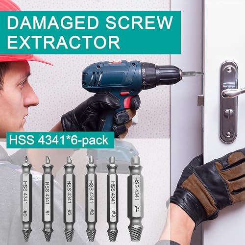 Damaged Screw Extractor Set 6PCS, Stripped Screw Extractor, Easy Out Removal of Rusty Broken Screws Bolts, Gifts for Men - size: 6 Piece