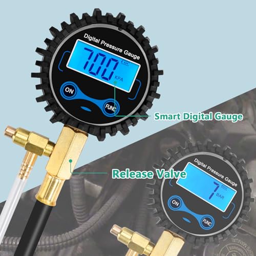 BETOOLL Fuel Pressure Gauge - Fuel Pressure Test Kit - Digital Gauge Fuel Pressure Gauge Kit - Fuel Injector Injection Pump Pressure Tester Car Tools 0-300PSI for Cars and Trucks - size: Digital