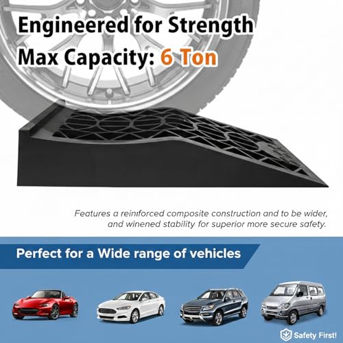 Car Ramps, Portable Low Profile Car Ramps for Garage, Heavy Duty Tire Ramps Service Ramps for Jack Support Low Chassis Cars for Oil Changes & Vehicle Maintenance, 2 PCS