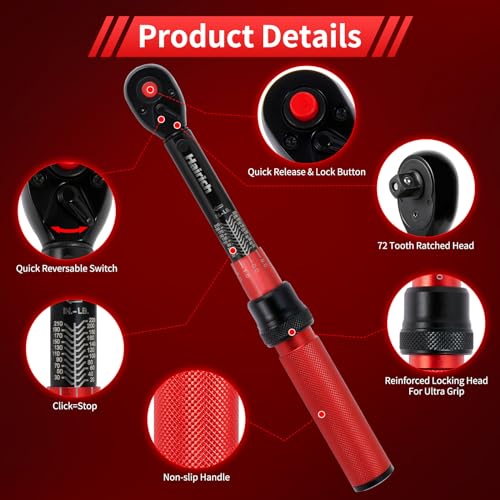 Hairich Torque Wrench Bicycle,1/4 inch drive 2.3-24.9 N.M/20-220IN.LB, Bike Torque Wrench Set,30PCS Click Torque Wrenches with 1/4 Ratchet Wrench, Extension Bar, Sockets for Bicycle - size: 30PCS 1.67-18.33 FT.LB