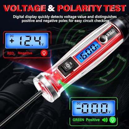 AWBLIN Power Circuit Probe Tester, LCD Digital Automotive Test Light | Voltage Display & Illumination, DC Voltage Tester, Electrical System Tool, Relay Fuse Continuity Current Test
