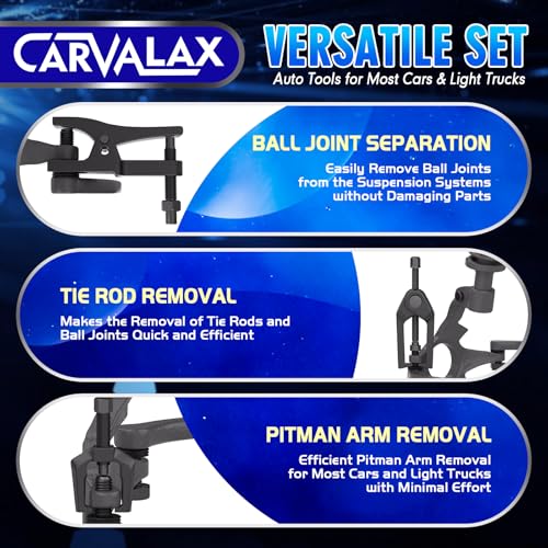CARVALAX 5-in-1 Ball Joint Separator, Ball Joint Removal Tool Kit | Front End Service Tool Kit for Tie Rob Removal, Pitman Arm Puller, Cars SUVs Pickup Trucks Automotive Tools w/Storage Case - color: Black, style: 5-in-1