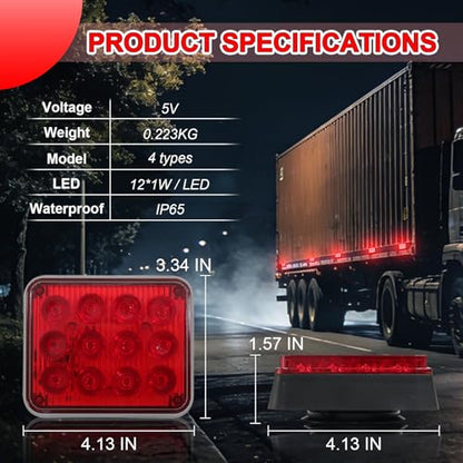 2PCS Red Magnetic Cube Strobe Lights | Rechargeable, Portable High-Visibility Emergency Beacons, Multi-Mode & Waterproof, For Trucks Vans Vehicles
