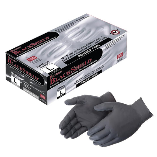 Nitrile Disposable Gloves | Powder-Free, Micro-Textured - size: X-Large, style: Exam Grade - 6 Mil (Black)