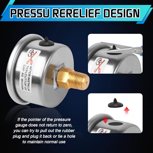 Boltigen Fuel Pressure Gauge, 3/8'' Barb Fuel Pressure Gauge Kit, 0-60psi Glycerin Filled Fuel Pressure Regulator with Gauge for Car, 1/8'' NPT Inline Fuel Pressure Guage with 1/4'' 3/8'' Converter