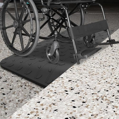 Heavy-Duty Rubber Threshold Ramps with Non-Slip Surface, 1" - 4" Rise Curb Ramps for Wheelchair Scooter Car Entrance Doorway, Loading Ramps Rated 20000Lbs Load Capacity (3.5" Rise) - size: 3.5" Rise