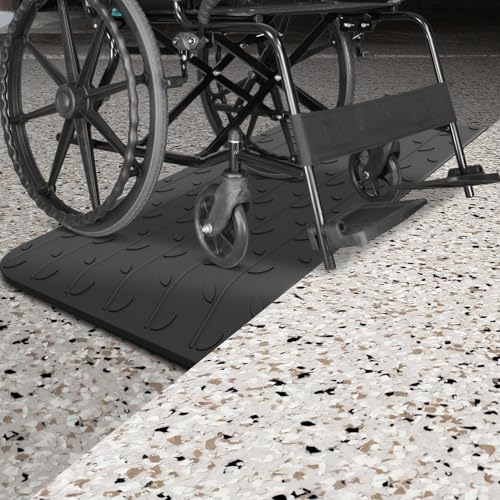 Heavy-Duty Rubber Threshold Ramps with Non-Slip Surface, 1" - 4" Rise Curb Ramps for Wheelchair Scooter Car Entrance Doorway, Loading Ramps Rated 20000Lbs Load Capacity (3.5" Rise) - size: 3.5" Rise