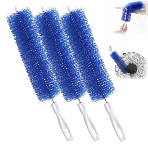 Fan Cleaning Brush, Bendable Microfiber Head, Microfiber Duster for Electric Fan and Blind, Reusable Dust Remover Washable ldeal for Electric Fans Air Conditioning, Home Car Vents, Curtain (Blue 3PCS) - color: Blue 3pcs