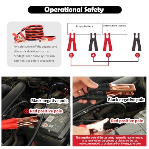 67" 150A Car Jumper Cables Heavy Duty,Automotive Battery Jumper Cables with Anti-Slip Alligator Clips,Essential Jumpers Cable Kit as Emergency Roadside Assistance Tool