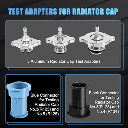 JIFETOR Radiator Coolant Pressure Tester Vacuum Refill Tool 28PCS Kit Blue | Automotive Cooling System Leak Test & Pneumatic Purge Fill Set with 21PCS Testing Adapter Cap Universal for Airlift Car Truck - color: Blue Case