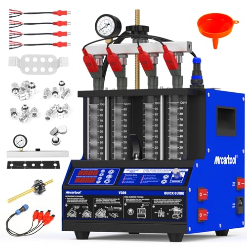 V308 Fuel Injector Cleaner Tester Machine Pulse Cleaning Gasoline Injectors | Heated Ultrasonic Cleaning,Tests Leakage,Uniformity,Atomization Tightness,Injection Volume, Fits Cars & Motorcycles - size: V308