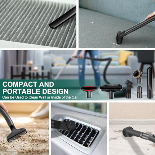 12pcs Universal Vacuum Attachments Professional Shop Vac Accessories Wet Dry Vacuum Attachments fit 2 1/2", 1 1/4", 1 7/8" with Hose Adapter Brush Extension Wand Flexible Crevice - size: 12pcs
