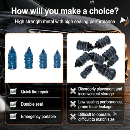 100pcs Tire Repair Rubber Nails Kit With 4 Sizes, Fast Tire Repair Tools, Vacuum Tire Repair Rubber Nail, Spiral Tire Screw Plugs, Tire Repair Kit, Suitable For Cars, Motorcycles, Bicycles And Jeeps