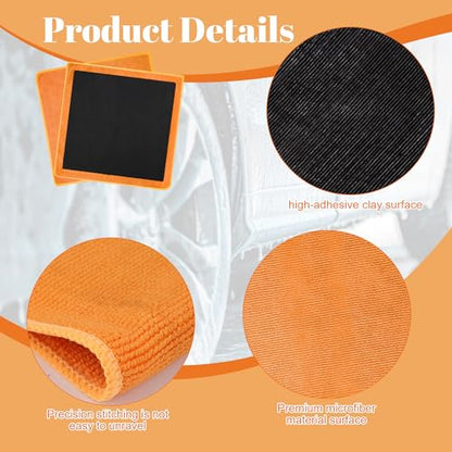Clay Towel 2 Pack 12 x 12 Inch, Purple Clay Bar Towel for Auto Detailing Microfiber Car Cloth Cleaner Automotive for Car Detailing - color: Orange