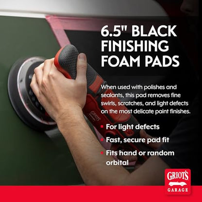 Griot's Garage 6.5" Black Foam Finishing Pads for Car Polishing and Detailing, Buffing Pads for Paint Correction and Sealant Application, 10619, Set of 2 - size: 6" Pads (Set of 2), style: 6.5" (Set of 2)
