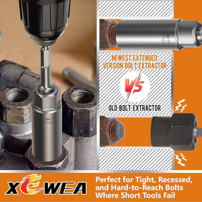 16PCS 3/8" Drive Deep Bolt Extractor Set, Impact Bolt Nut Remover Set, Stripped Lug Nut Extraction Socket Set For Narrow Space Removing Broken, Damaged, Frozen, Rusted, Rounded-Off Bolts, Nuts, Stud - size: 16PCS