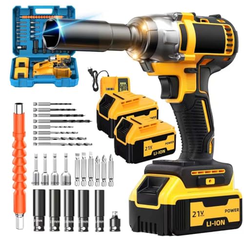 Cordless Impact Wrench: Brushless 1/2-inch，Power Impact Gun Kit Variable Speed Electric Impact Driver, Equipped with 2×4.0Ah Batteries, Fast Charger and 5 Sockets - style: Package A