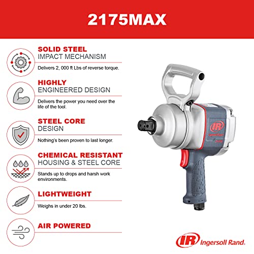 Ingersoll Rand 2175MAX 1" Air Impact Wrench, 2,000 ft-lbs Max Torque, Pistol Grip - style: 2175MAX Standard