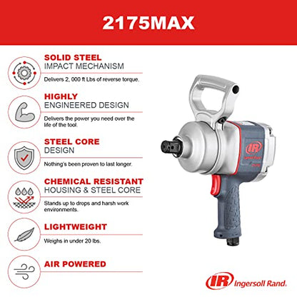 Ingersoll Rand 2175MAX 1" Air Impact Wrench, 2,000 ft-lbs Max Torque, Pistol Grip - style: 2175MAX Standard