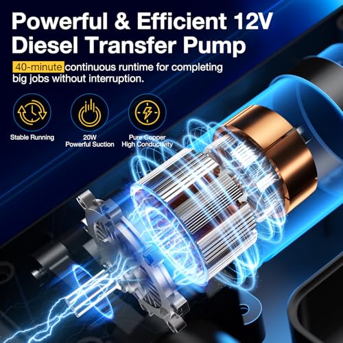 Oil Transfer Pump 12V Oil Extractor Pump for Engine Oil Change, Self-Priming Fluid Transfer Pump for Motor Oil, Gear Oil, Transmission Fluid for Boats, Automobiles, Motorcycles, ATVs, RVs, Trucks