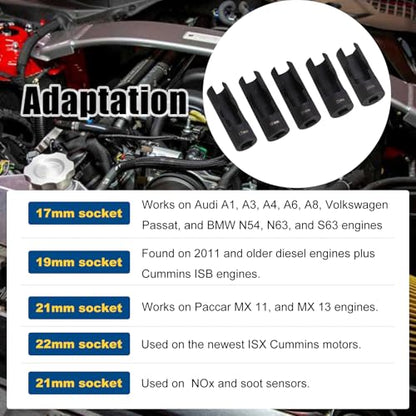 RULLINE 5Pc Flare Nut Socket Set – 1/2" Drive, Automotive/Mech | 5pcs Upgraded Steel Flare Nut Socket Set Kit for Automotive and Mechanical Applications 1/2" square drive - size: 5pcs