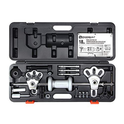 Powerbuilt Slide Hammer Puller Tool Kit, Jaw Pullers, Remove Car Seals and Bearings Set, Front and Rear Wheel Drive Vehicles - 940369, Silver - style: 18 Piece