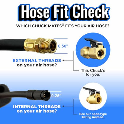 Chuck Mates Premium 1/4" NPT Quick-Connect Tire Chuck, Closed-Flow (1 Pack) | Skip the Teflon tape with SimpleSeal hose connection - size: 1 Pack NPT Closed-Type