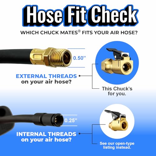 Chuck Mates Premium 1/4" NPT Quick-Connect Tire Chuck, Closed-Flow (2 Pack) | Skip the Teflon tape with SimpleSeal hose connection - size: 2 Pack NPT Closed-Type