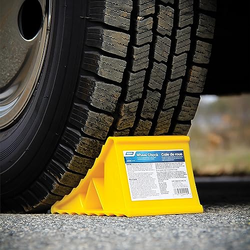 Camco Standard Wheel Chock for Trailers&RVs-Heavy Duty Trailer Wheel Chock Constructed of Durable Plastic w/UV inhibitors-for Use w/Tires Up to 26-inches-Re-Hitch in Confidence-44412,(Pack of 6) - size: Standard (Pack of 6)