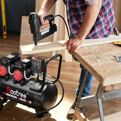 14 Gallon Ultra Quiet Air Compressor with Two Quick Couplers, 2.8HP MAX 115PSI Oil-Free Air Compressor Steel Tanks, 70dB Air Compressor with Wheels for Spray Painting, Auto Repair, Woodwork Nailing - size: 14G