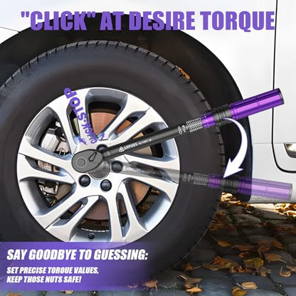 ANPUDS 1/2 Inch Drive Click Torque Wrench,10-170 Ft-Lb/13.6-230.5 Nm | Dual-direction Adjustable Torque Wrench with Dual Range Scales, 72 Tooth, ±3% High Precision for Moto, Car Maintenance - size: 1/2" 10-170 Ft-Lb/13.6-230.5 Nm