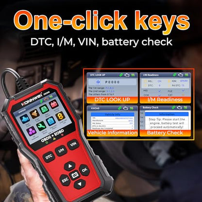 KONNWEI KW340 OBD2 Scanner Diagnostic Tool Code Reader for All OBDII Cars | Read & Clear Engine Codes, Live Data Stream, Battery Test, I/M Readiness, O2/EVAP Test, OBDII/EOBD