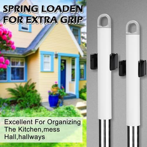 5 Pack Spring Clip Broom Clip with Screws for 1 1/2-1 7/8 Inch Diameter Black Manganese U Shape Steel Clips Holder Bracket for Tools Rakes and Flashlight Pipe Tool Holder Wall Garage Garden - size: 1 1/2-1 7/8 Inch