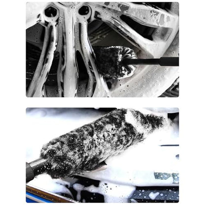 Wheel Barrel Brush, Rim Cleaner Brush, No-Scratch, Extended Handle Design, for Wheels, Rims, Small Slots & Brake Dust Crevices