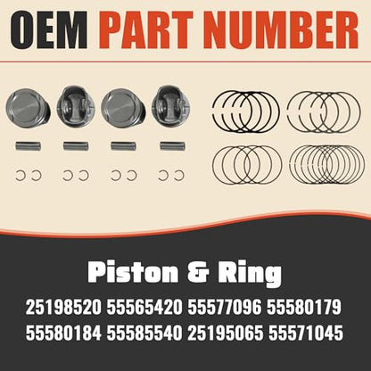 1.4L Engine Head Gasket Set Timing Chain Kit Fit For Chevy Buick L4 2011-16 | Engine Main & Rod Bearing Piston & Rings Fit For Chevy Cruze Sonic Trax Cruze Limited Encore HS26540PT-1 94311S 55577096 - size: timing chain kit head gasket set piston bearing