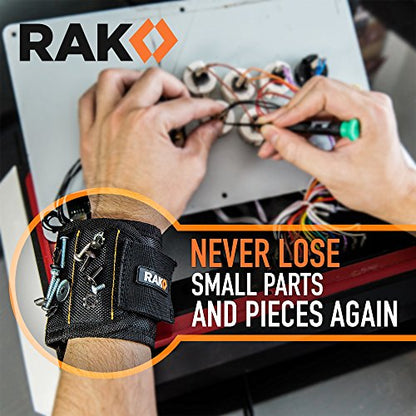 RAK Magnetic Wristband for Tools - Premium Tool Belt for Holding Screws Nails with Powerful Magnets, Birthday Gifts for Men, Cool Gadgets Stuff Gifts for Dad, Husband, Grandpa, Handyman, Him