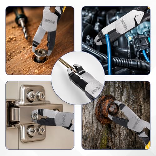 Multi-Function Screw Extractor Pliers, Non-Slip Screw Removal Tool, Extracts Stripped, Broken, Rusted Screws, Screw Pliers for Tightening, Loosening and Gripping Nuts and Bolts, Wire Cutting Function