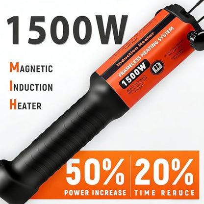 1500W Induction Heater Bolt Removal Kit w/Case - 25S Fast Heat Induction Tool & Bolt Buster, 12 Coils Magnetic Induction Heater Set w/Overheat Protection for Automotive, Hot Rod & Mechanical Repair - color: Blue-10coil