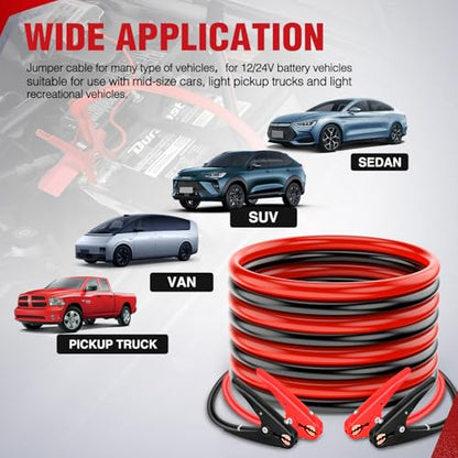 Nilight Jumper Cables for Car Battery 4 Gauge 20 FT Booster Cable Heavy Duty 600 A CCA with Carrying Bag Jump Start Emergency Kit Pickup Truck RV Vans SUV | Heavy Duty Booster Jump Start Cable with Storage Bag for Jump Starting Dead or Weak Batteries for