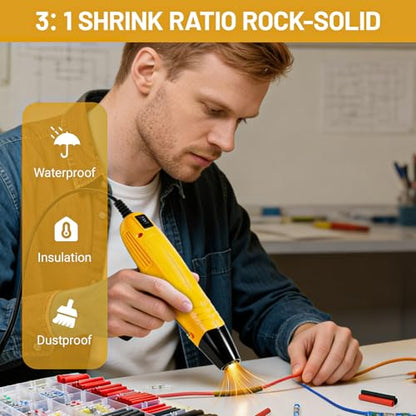 120 PCS Solder Seal Wire Connectors with Heat Gun Kit, 3:1 Heat Shrink Tubing and Heat Gun,Solder Sticks Wire Terminals Electrical Connectors for Automotive, Marine, Trailer Wiring
